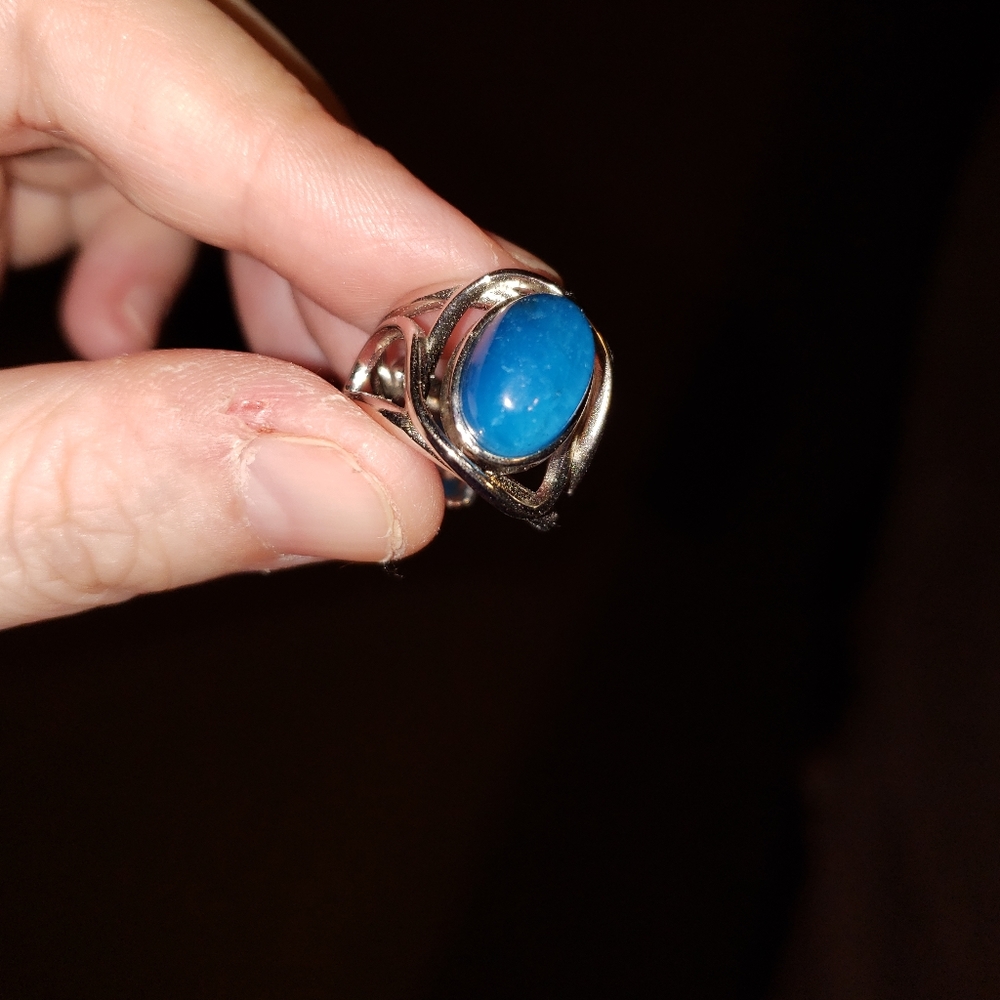 Blue apatite ring